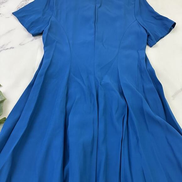 Express Womens Vintage 90s Button Front Dress Size 9 Bright Blue Square Neck - Picture 8 of 9